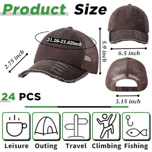 Suhine 24 Pcs Blank Trucker Hat Bulk,Unisex Baseball Cap - color: Brown