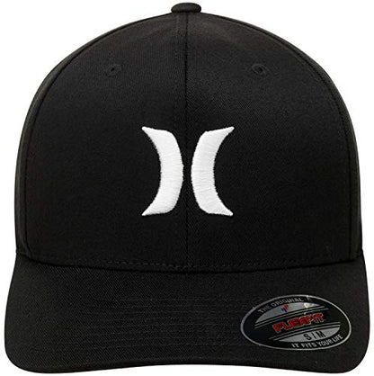Hurley Mens Baseball Cap Moisture Wicking Flexfit Fitted Hat for Men - color: Black/White, size: Small-Medium