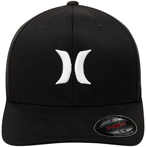 Hurley Mens Baseball Cap Moisture Wicking Flexfit Fitted Hat for Men - color: Black/White, size: Large-X-Large