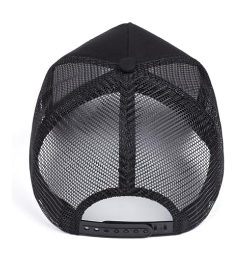 Trucker Hat for Men Women-Mesh Back Breathable Adjustable Snapback Cap-UV Protection Sun Hat for Summer Outdoor Activities - color: Evil Smile Black