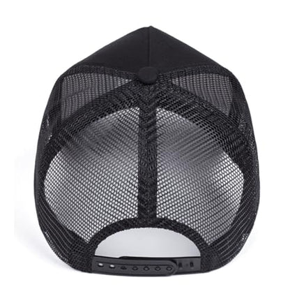 Trucker Hat for Men Women-Mesh Back Breathable Adjustable Snapback Cap-UV Protection Sun Hat for Summer Outdoor Activities - color: Evil Smile Black