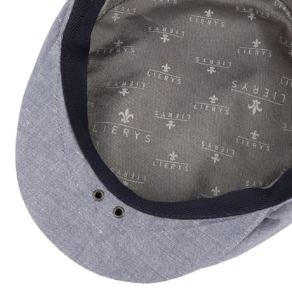 Lierys Inglese Linen Flat Cap Newsboy Linen Cotton Made in Italy Men Spring Summer Light Blue - color: Light Blue, size: 7