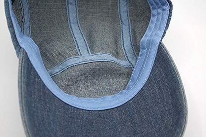 Washed Cotton Twill Five Panel Adjustable Camper Caps - color: Denim Blue
