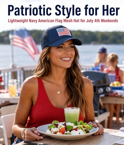 American Flag Trucker Hat, Adjustable USA Baseball Cap for Men Women - color: Navy