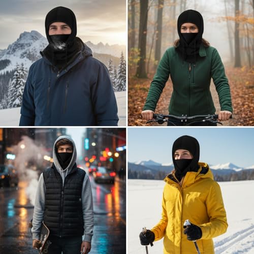 Eurzom 4 Pcs Winter Fleece Balaclava Face Mask - color: Black