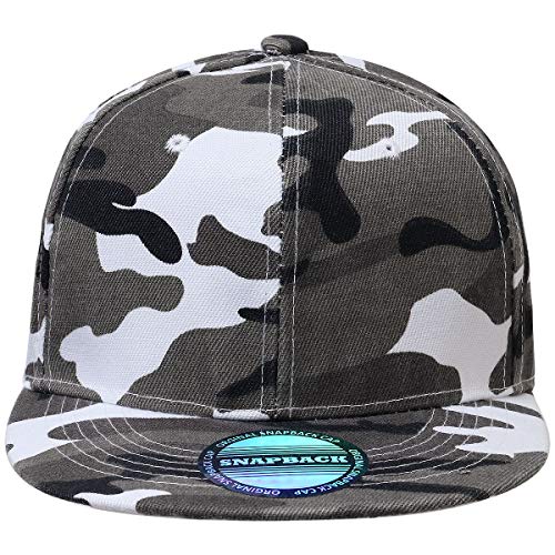 Classic Snapback Hat Cap Hip Hop Style Flat Bill Blank Solid Color Adjustable Size - color: 1pc Grey Camouflage