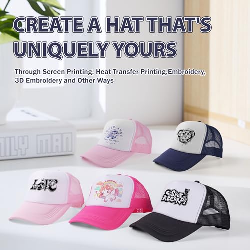15 Pack Trucker Hats Bulk Sublimation Blanks Wholesale Mesh Baseball Cap DIY Custom Hats for Men Women - color: Light Blue