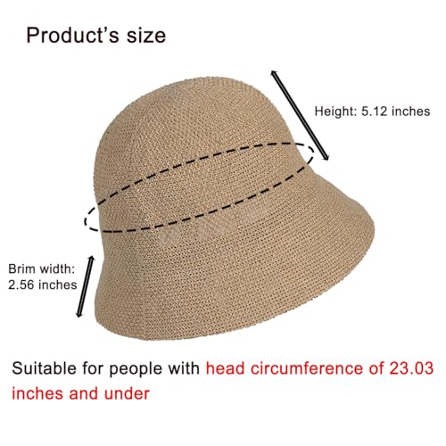 Eigso Womens Mesh Woven Bucket Hats Summer Outdoor Beach Straw Bucket Hat for Woman Packable Beach Hat - color: A2 : Khaki