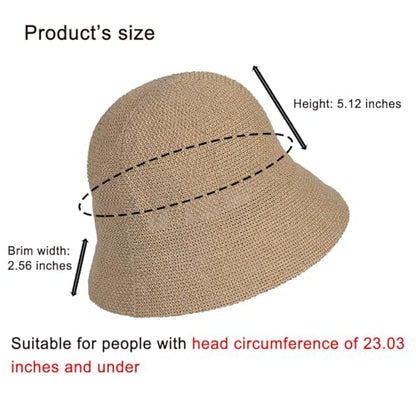 Eigso Womens Mesh Woven Bucket Hats Summer Outdoor Beach Straw Bucket Hat for Woman Packable Beach Hat - color: A2 : Khaki