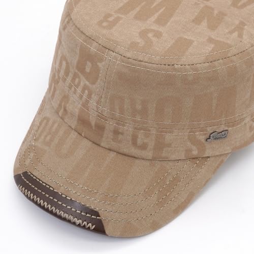 Cadet Hat Flat Top Hats Army Military Caps for Men Women - color: Beige C