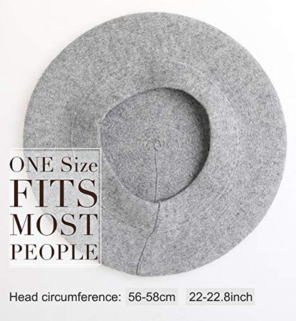 Sumolux Women Beret Hat French Beret Beanie Cap Classic Solid Color - color: Light Grey, size: One Size