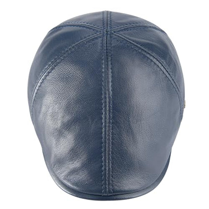 VOBOOM Leather Ivy Newsboy Caps 6 Panel Cabbie Beret Hat - color: Navy, size: 7 1/2