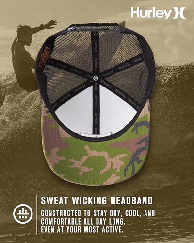 Hurley Mens Trucker Hat Fairway Mesh Quick-Dry Trucker Hat, Snapback - color: Camo