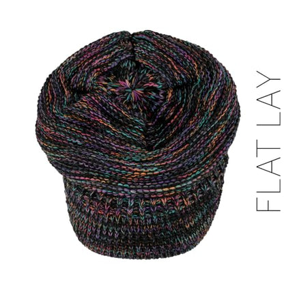 C.C Hatsandscarf Exclusives Women's Ribbed Knit Hat with Brim (YJ-131)(YJ-2023) - color: Black Multi