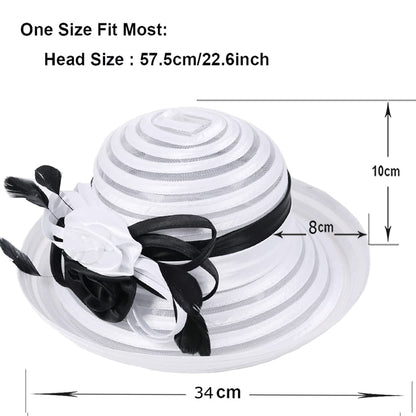 Ruphedy Women Derby Church Dress Bucket Hat Fascinators Tea Party Wedding Hat - color: S027-white