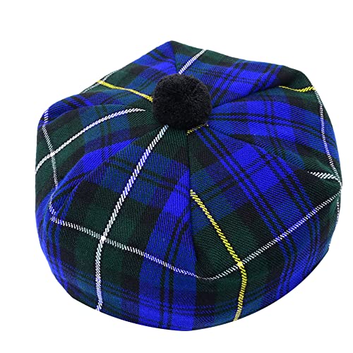 HAAUR Scottish Tammy Hat Traditional Kilt Tam o' Shatner Acrylic Wool Flat Bonnet Various Tartans with Pompom One Size - color: Camel of Argyll