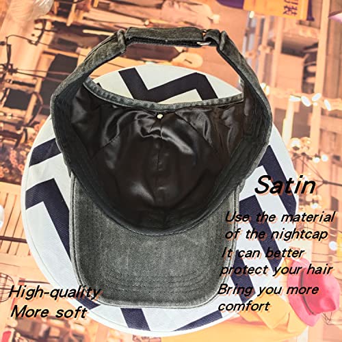 2 Pack Backless Cap for Women Natural Curly Hair Hat Baseball Cap Afro Puff Ponytail Hat - color: Black+white