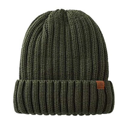 Home Prefer Mens Winter Hat Wool Fleece Lined Knit Beanie Hat Warm Stocking Caps - color: Army Green