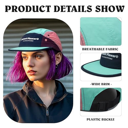 Croogo Quick Drying 5 Panel Baseball Cap Colorful Lightweight Flat Bill Hat - color: M-dfb1-gray
