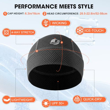 Fashion Cooling Skull Cap Sweat Control Breathable Helmet Liner 3-Pack - color: Black/Black/Black