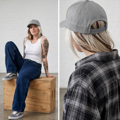 Daxton Men Original Trucker Hat Cotton Twill with Adjustable Snapback 5 Panel A-Frame Cap - color: 2 Pack - All Black, Light Gray