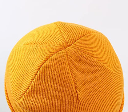 Home Prefer Mens Winter Hats Acrylic Knit Cuff Beanie Cap Warm Womens Beanie Hat - color: Yellow
