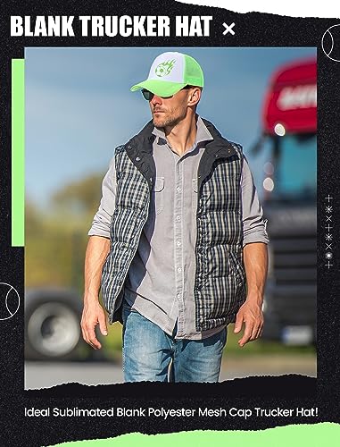Tarpop 10 Pcs Sublimation Blank Trucker Hats Bulk - color: Light Green White