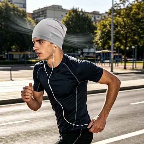 Ocatoma Cooling Skull Cap for Men,Sweat Wicking Breathable Helmet Liner - color: Gray