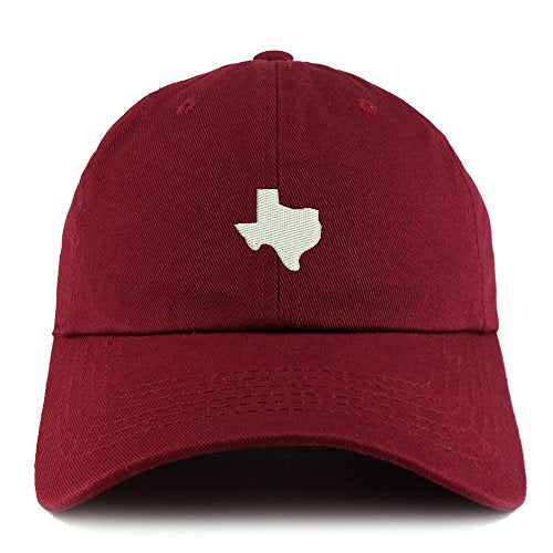 Trendy Apparel Shop Texas State Map Embroidered Low Profile Soft Cotton Dad Hat Cap - color: Wine