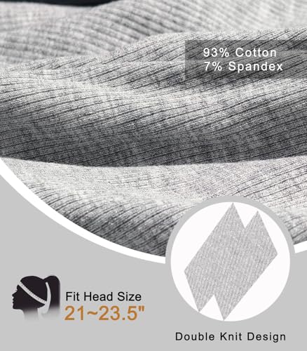 Slouchy Beanie for Women Men Thin Knit Winter Hat 93% Cotton Beanies - color: Light Grey