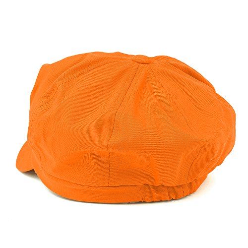 Women's Lightweight 100% Cotton Soft Fit Newsboy Cap with Elastic Back - color: Orange