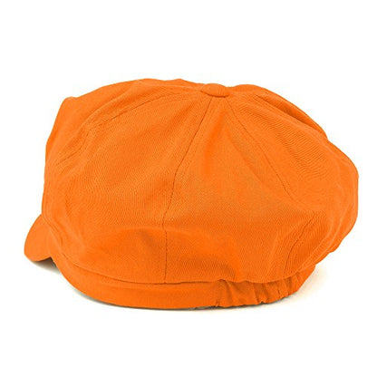 Women's Lightweight 100% Cotton Soft Fit Newsboy Cap with Elastic Back - color: Orange
