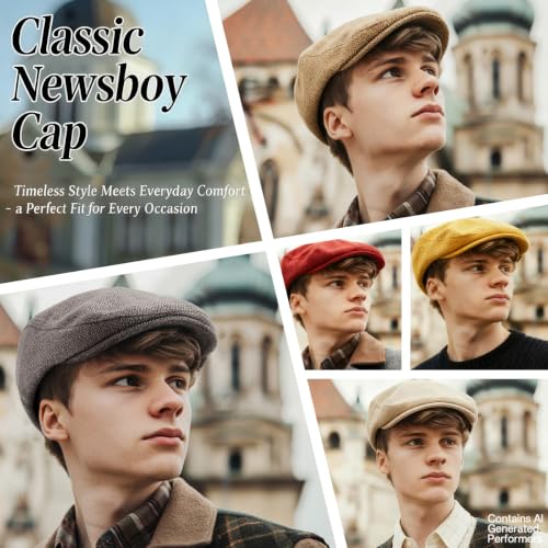 LADYBRO 2-Pack Unisex Flat Cap Newsboy Hats for Men Women Casual Adjustable - color: Black+red