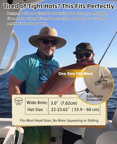 Home Prefer UPF 50+ Men's Sun Hat Wide Brim Bucket Hat UV Protection Hat for Mens Womens Beach Safari Gardening Golf Fishing - color: Dark Khaki