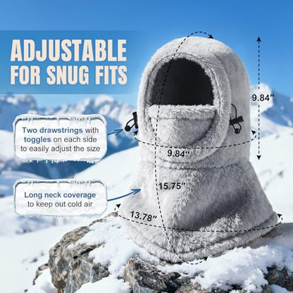 Ski Mask Kids Balaclava, Winter Ski Face Mask Cover, Fleece Hats for Kids - color: Grey