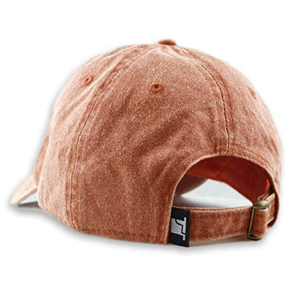 The Hat Depot 100% Cotton Pigment Dyed Low Profile Dad Hat Six Panel Cap - color: 1. Orange