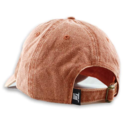 The Hat Depot 100% Cotton Pigment Dyed Low Profile Dad Hat Six Panel Cap - color: 1. Orange