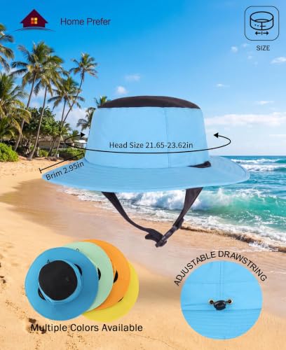 Home Prefer Surf Bucket Hat with Chin Straps Snorkel Hole for Men Women - color: Sky Blue