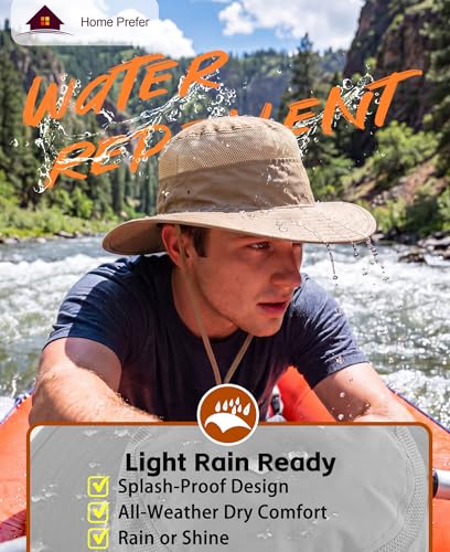 Home Prefer UPF 50+ Men's Sun Hat Wide Brim Bucket Hat UV Protection Hat for Mens Womens Beach Safari Gardening Golf Fishing - color: Dark Khaki