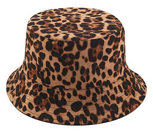 Joylife Animal Print Bucket Hat Novelty Pattern Sun Hats Reversible Packable Fishing Cap for Women, Men - color: Brown