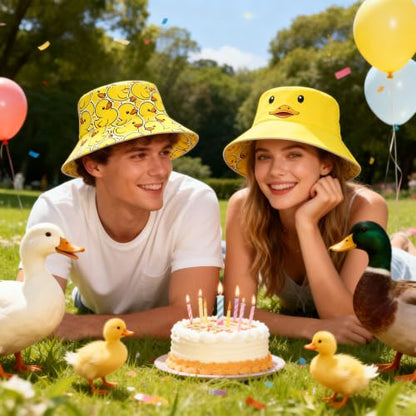 Bucket Hat Funny Duck Fisherman Hat Travel Beach Sun Hat Outdoor Cap for Men Women Adults - color: Double-side Funny Duck 1