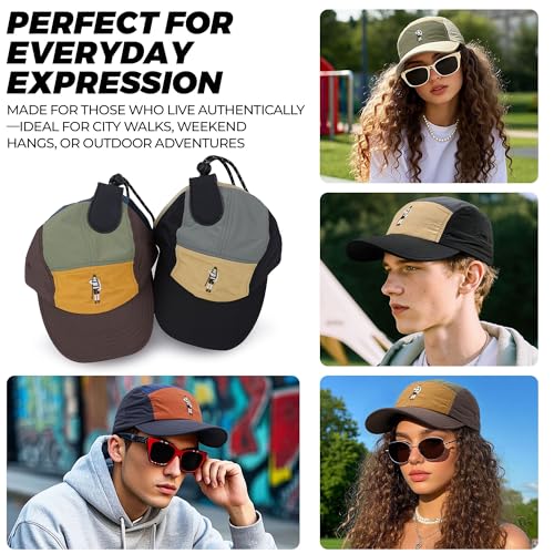 CLAPE 5 Panel Cap Curved Bill Dad Golf Cap Waterproof Nylon Hat Stylish Embroidered Baseball Cap Hip Pop Dancing Snapback Cap - color: Dotb1-black