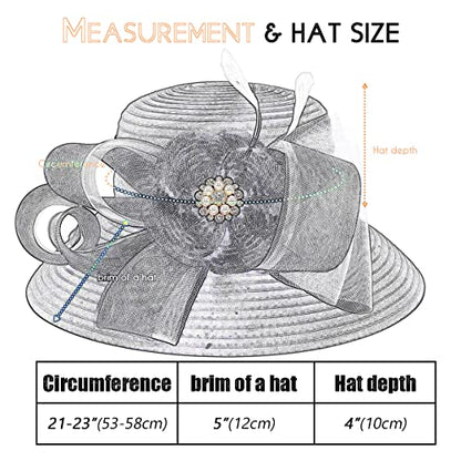 Women Church Hats Derby Wedding Dress Satin Ribbon Hat - color: Sd704wd-red