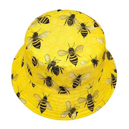 Quanhaigou Bucket Hats Unisex Summer Travel Beach Fisherman Cap for Men Women Teens - color: Honey Bee