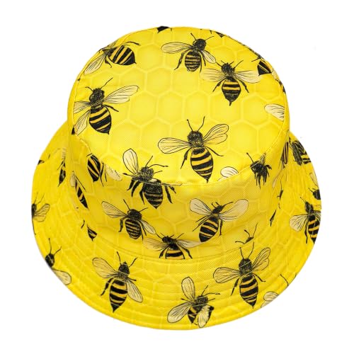 Quanhaigou Bucket Hats Unisex Summer Travel Beach Fisherman Cap for Men Women Teens - color: Honey Bee