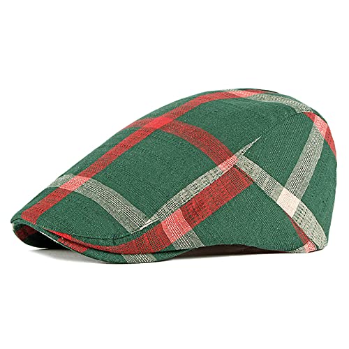 Newsboy Men's Hat Camo Cotton Classic Adjustable Cap Flat Soft Hunting Golf - color: Stripe Green