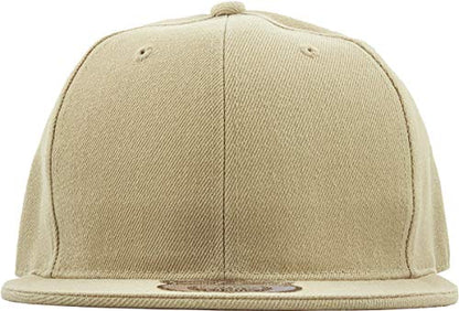 KBETHOS® Original 6 Panel Flat Brim True-Fit Fitted Cap - color: Khaki, size: 7 5/8