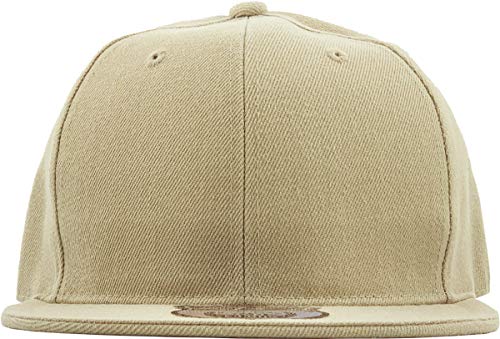 KBETHOS® Original 6 Panel Flat Brim True-Fit Fitted Cap - color: Khaki, size: 7 3/4