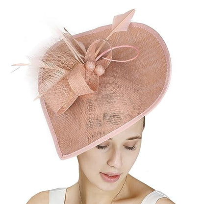 GIBZ Women's Wide Brim Fascinator Elegant Tea Party Headband - color: Champagne