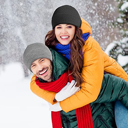 Cooraby 3 Pack Unisex Winter Skull Cap Beanies Knitted Cuff Hats Caps Roll-up Edge Beanie Hats for Men Women Outdoors - color: Black, Heather Grey, Light Grey
